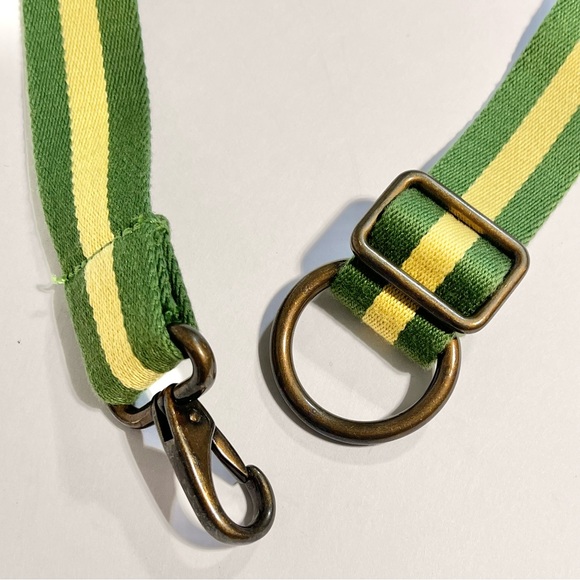 JCrew preppy cotton canvas belt stripe bronze d ring clasp unisex casual sporty - Picture 5 of 12